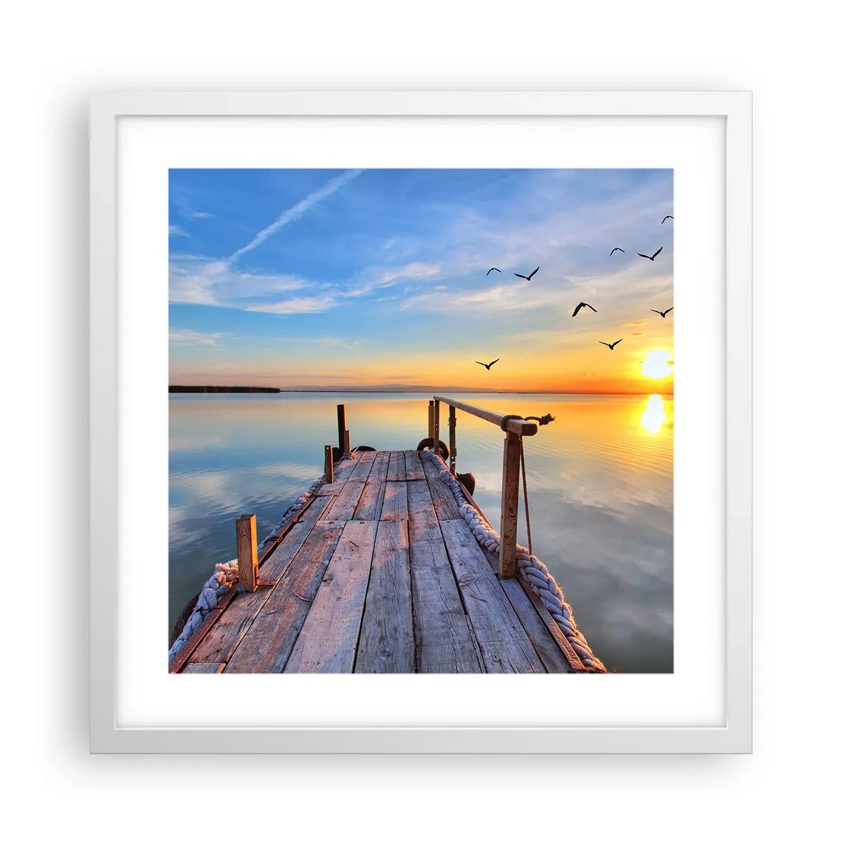 Poster în ramă albă - Mergând înainte spre soare - 40x40 cm