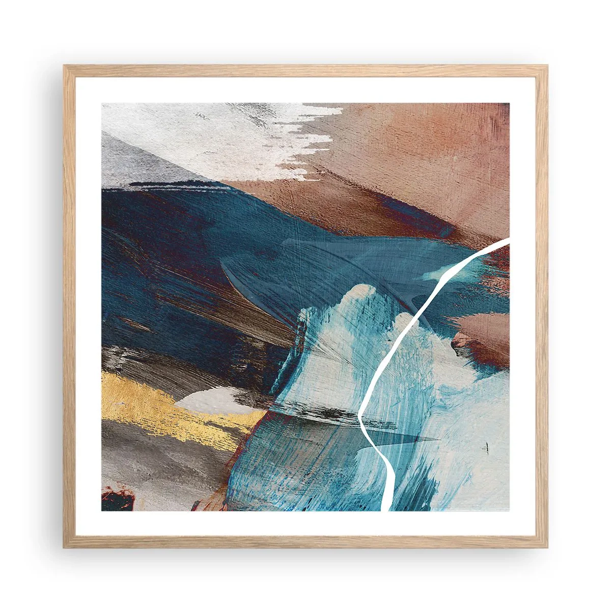 Poster în ramă de stejar deschis - Cu fler și energie - 60x60 cm