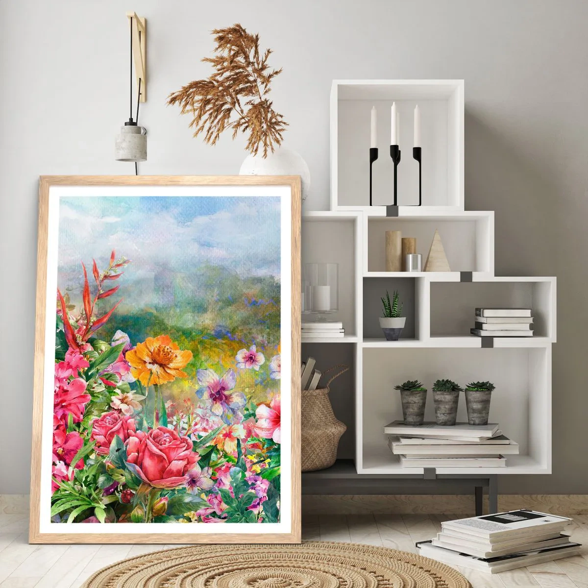 Poster în ramă de stejar deschis - O grădină înnebunită - 70x100 cm