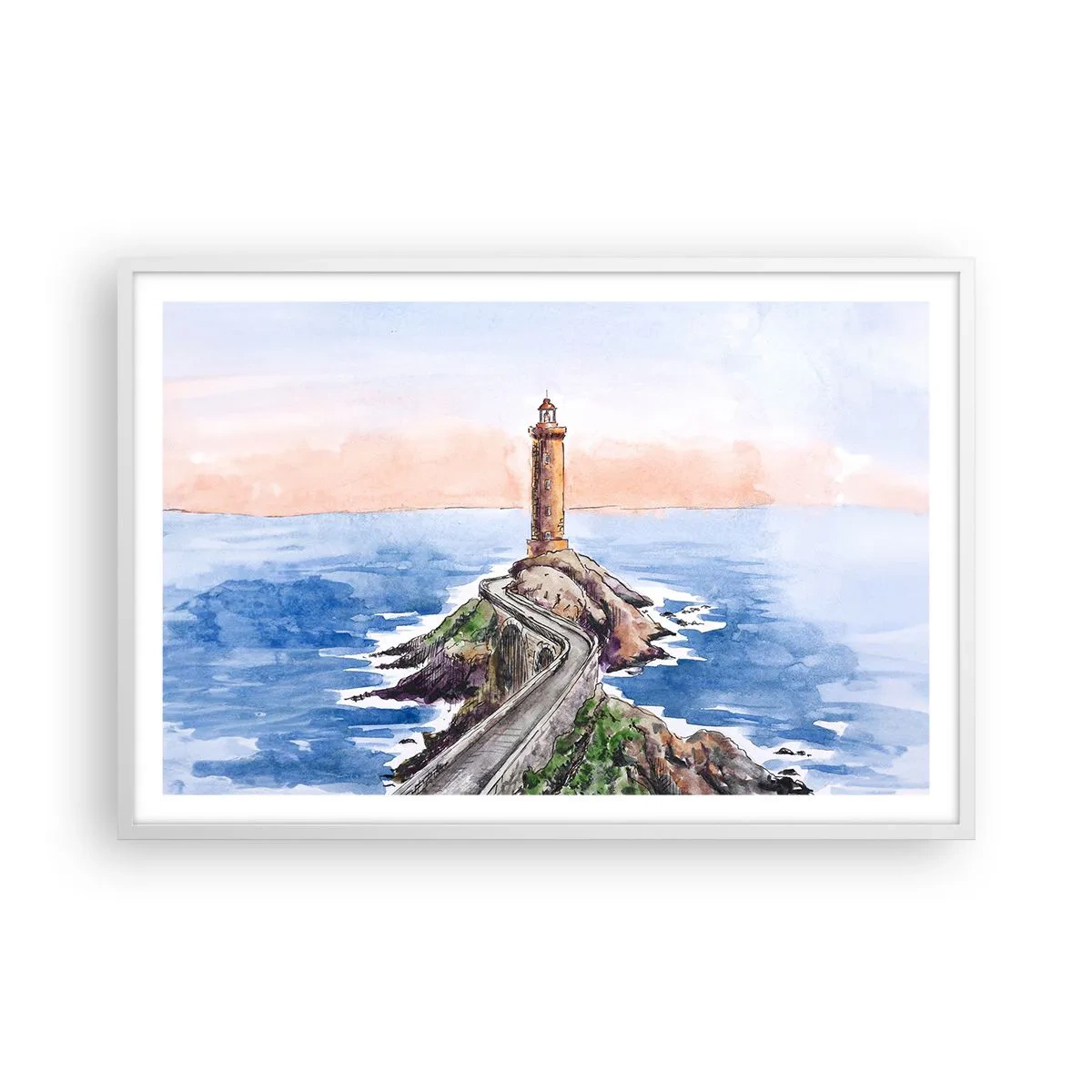 Poster în ramă albă - Cu fața la mare - 91x61 cm