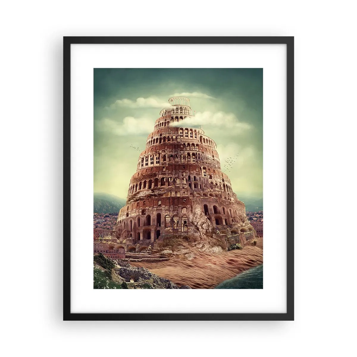 Poster în ramă neagră - Turnul Babel - 40x50 cm