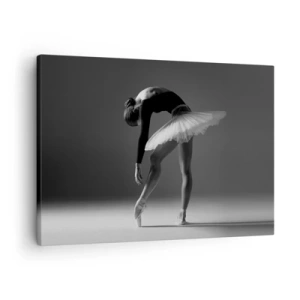 Tablou pe pânză Canvas - O balerină într-o poză elegantă pe un fundal alb-negru - 70x50cm - Bella balerina - Decorațiune modernă pentru perete pentru living și dormitor ARTTOR