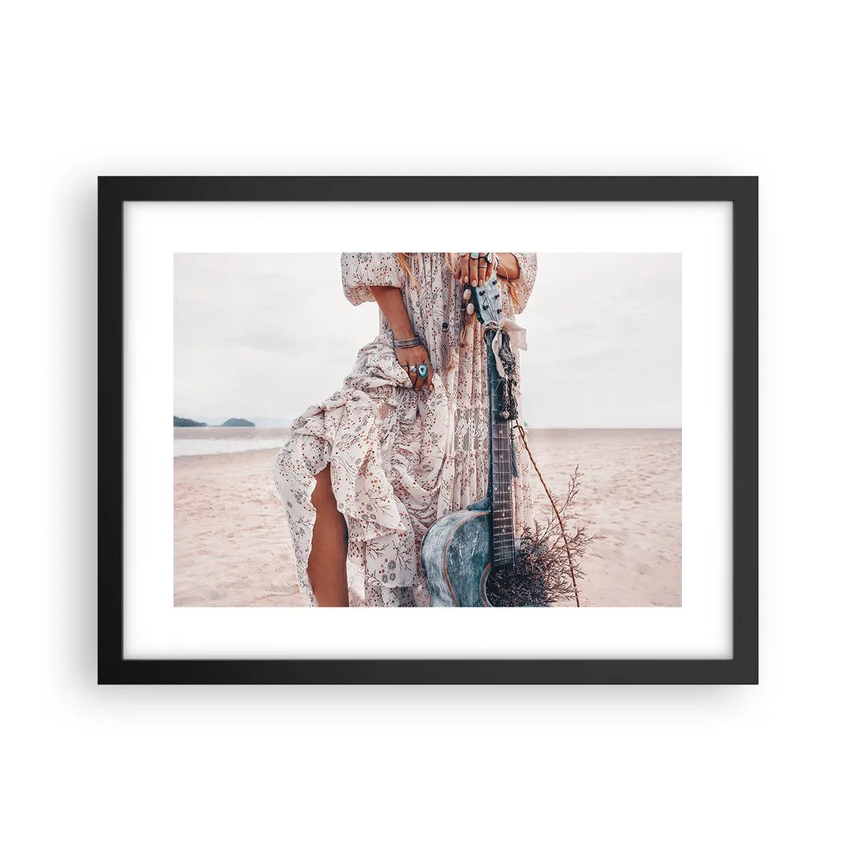 Poster în ramă neagră - Hippie pe drum - 40x30 cm