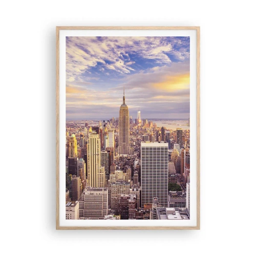 Poster în ramă de stejar deschis - Ajungeți la nori înșiși - 70x100 cm