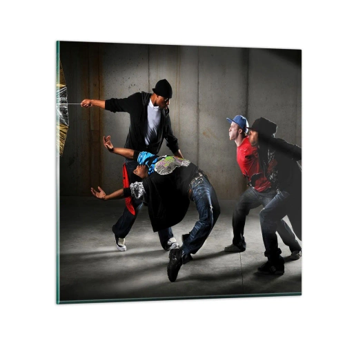 Tablou pe sticlă - Dansând cu vântul străzii - 30x30 cm