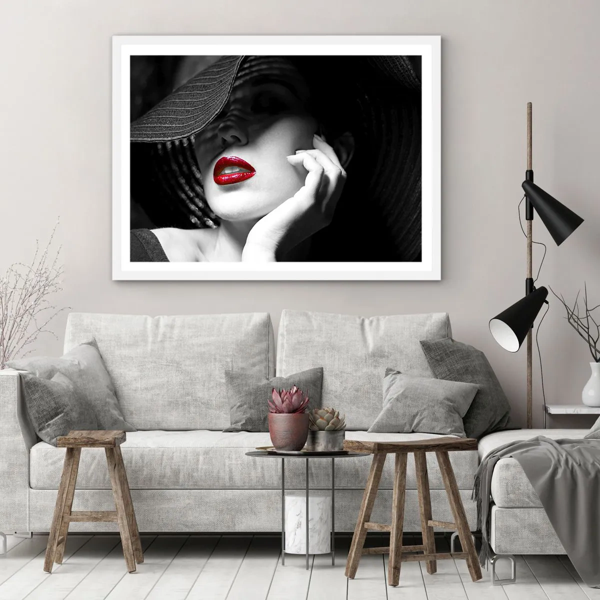 Poster în ramă albă - Studiu în stacojiu - 50x40 cm