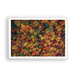 Poster în ramă albă - Buchet de copaci de toamnă - 100x70 cm