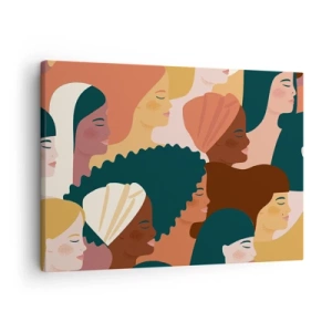 Tablou pe pânză Canvas - Profiluri colorate de femei în diverse stiluri - 70x50cm - Numai feminitate - Decorațiune modernă pentru perete pentru living și dormitor ARTTOR