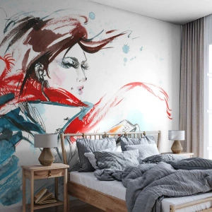 Tapet Premium Canvas - Ceva cântă în mine - Femeie, Telefon, Modă - 350x256 cm