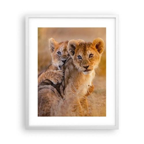 Poster în ramă albă - Nu deranjați! Ne distrăm - 40x50 cm