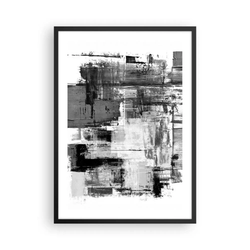 Poster în ramă neagră - Compoziție abstractă în nuanțe de negru, alb și gri - 50x70cm - Griul este frumos - Decorațiune modernă pentru perete pentru living și dormitor ARTTOR