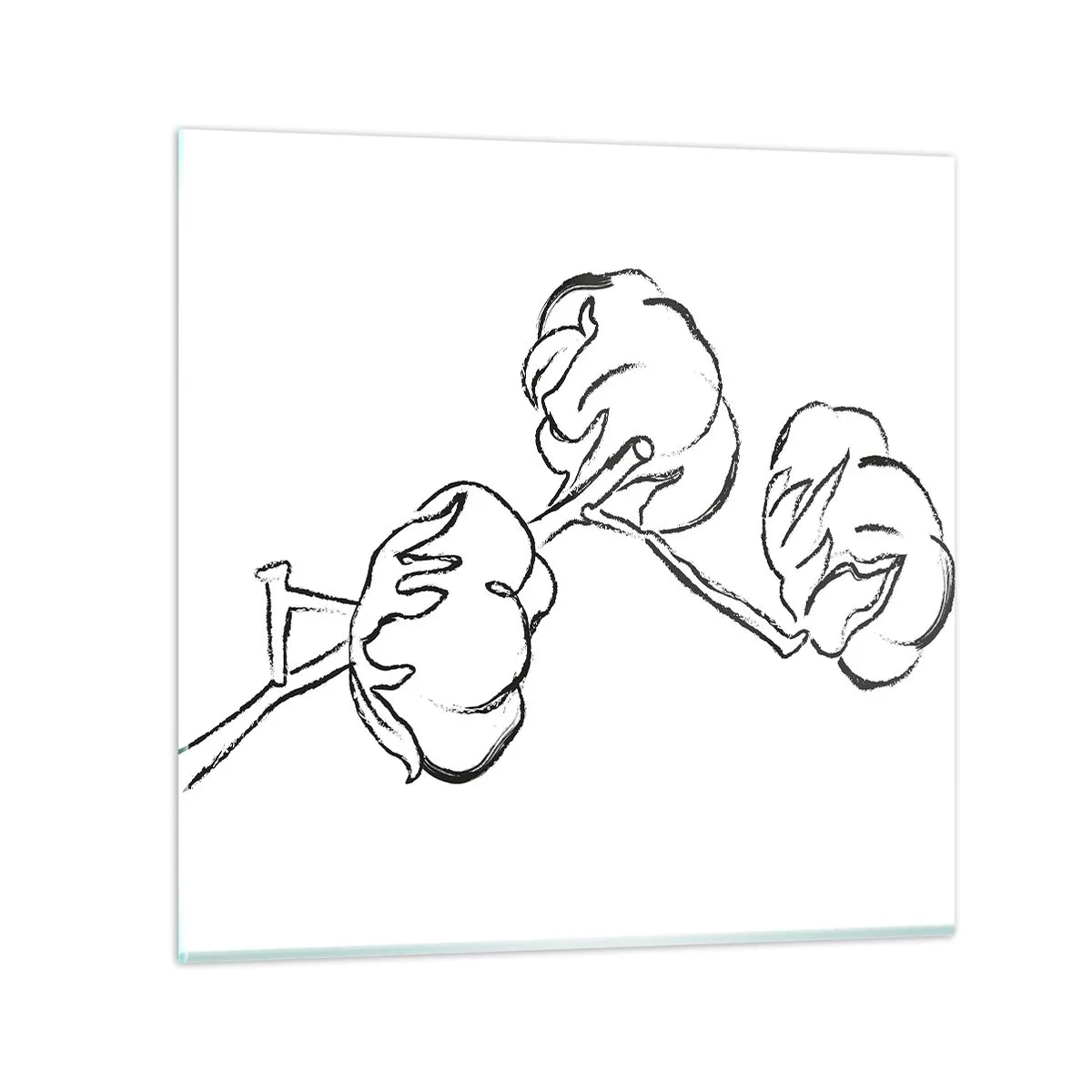 Tablou pe sticlă - Pufuri de bumbac - 70x70 cm