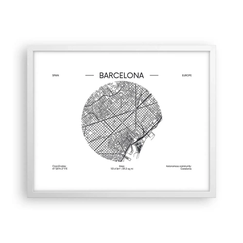 Poster în ramă albă - Anatomia Barcelonei - 50x40 cm