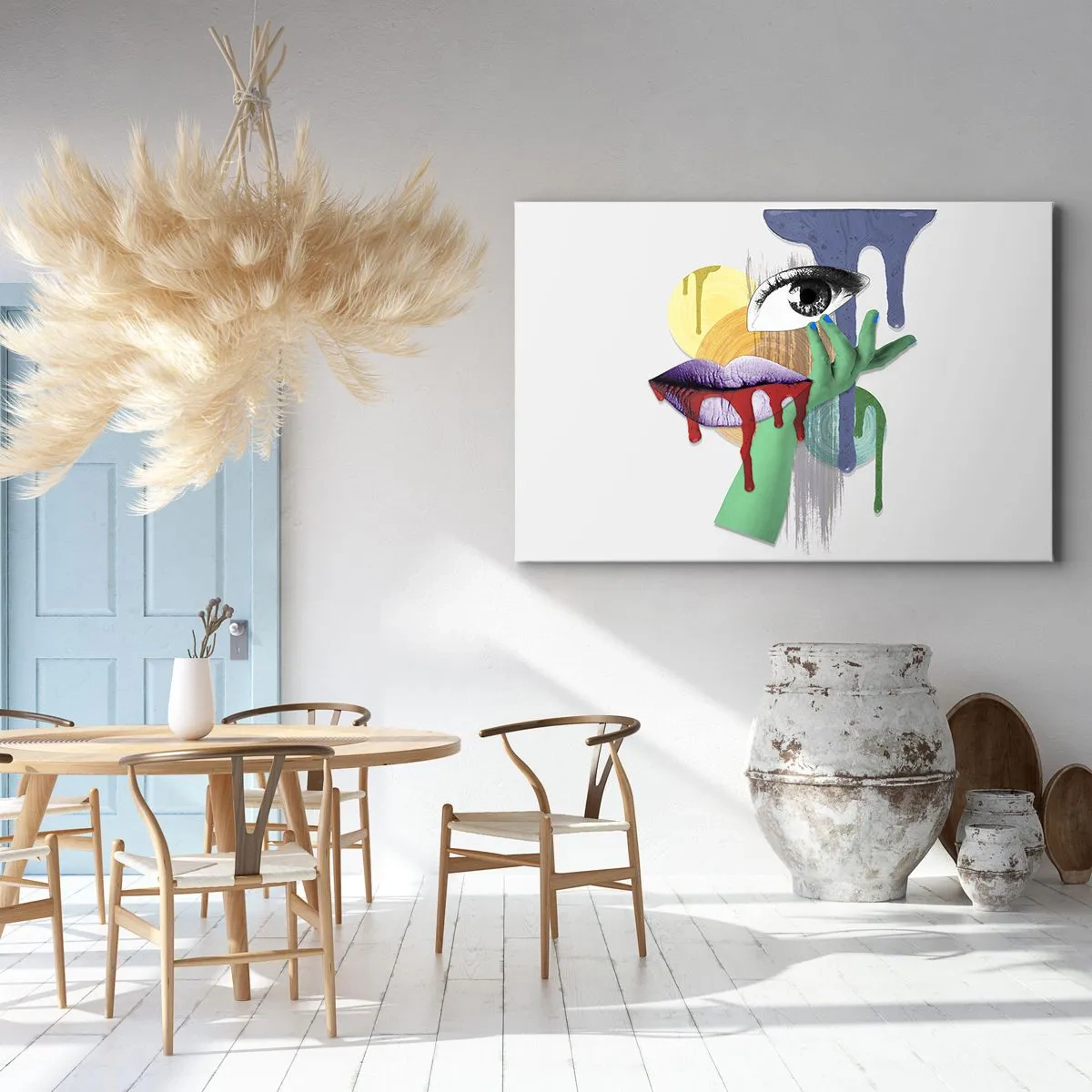 Tablou pe pânză Canvas - Portret deconstruit cu elemente abstracte - 70x50cm - Portret deconstruit - Decorațiune modernă pentru perete pentru living și dormitor ARTTOR