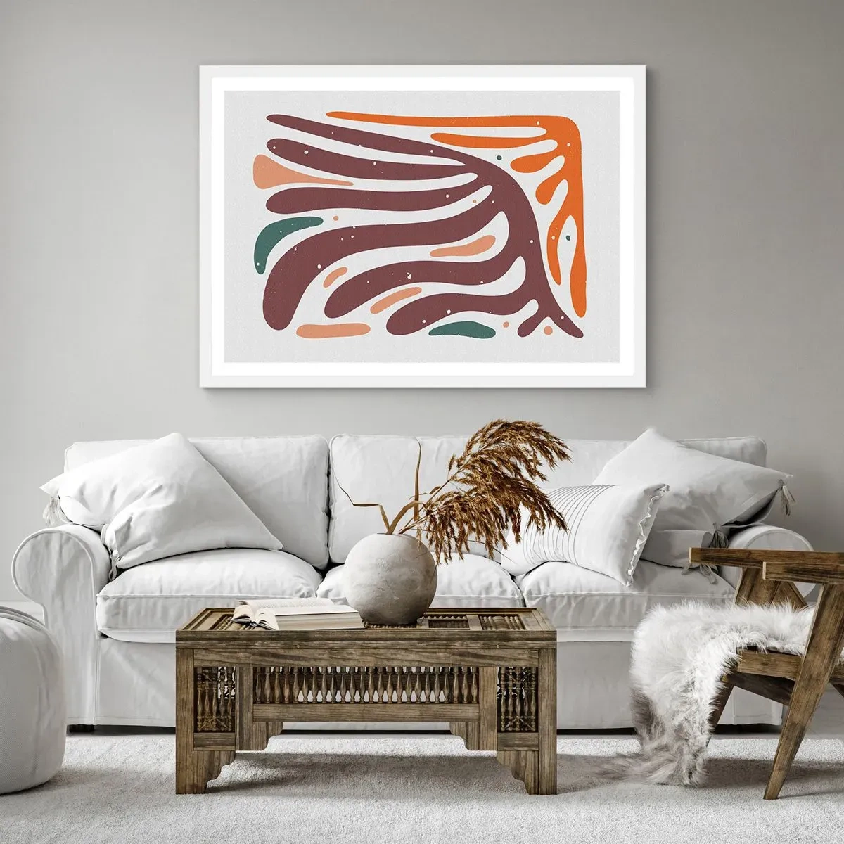 Poster în ramă albă - Compoziție organică radială - 70x50 cm