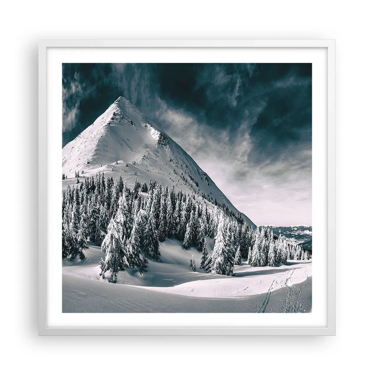 Poster în ramă albă - Țara zăpezii și a gheții - 60x60 cm