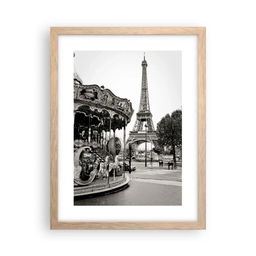 Poster în ramă de stejar deschis - Distracții retro pariziene - 30x40 cm