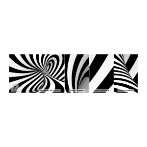 Mostră tapet autocolant Deluxe Sticker - Compoziție: spațiul dansator - Abstracția, 3D, alb-negru - 100x30 cm