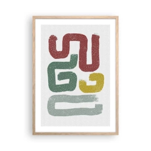 Poster în ramă de stejar deschis - Într-o limbă necunoscută - 50x70 cm