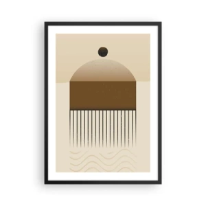 Poster în ramă neagră - Abstracție minimalistă în nuanțe de maro și bej - 50x70cm - Stări diferite - Decorațiune modernă pentru perete pentru living și dormitor ARTTOR