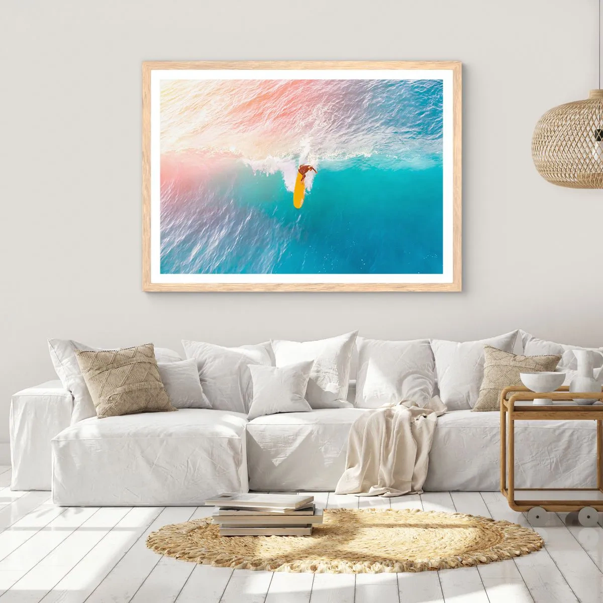 Poster în ramă de stejar deschis - Călărețul oceanului - 91x61 cm