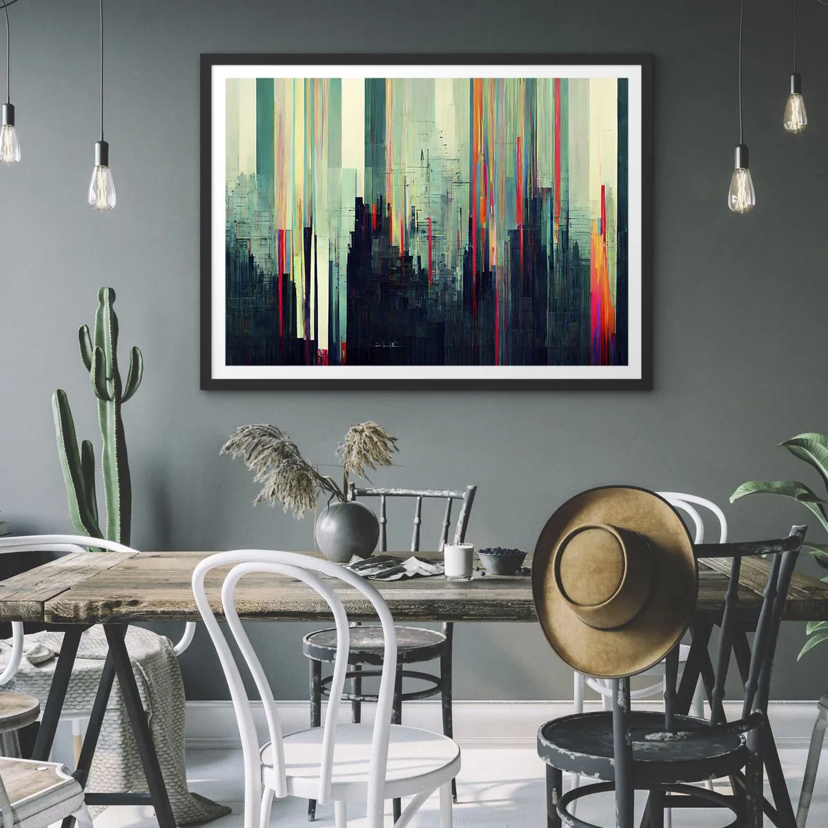 Poster în ramă neagră - Oraș futurist - 70x50 cm