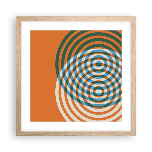 Poster în ramă de stejar deschis - Variație circulară abstractă - 40x40 cm