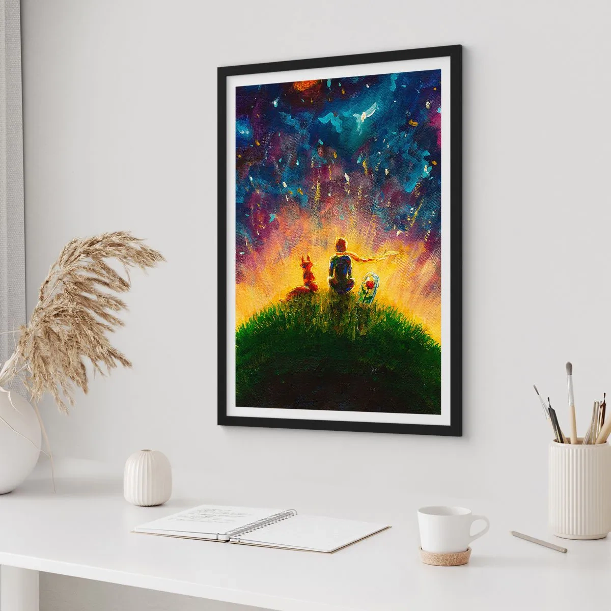 Poster în ramă neagră - Dragoste și prietenie - întreaga lume - 70x100 cm