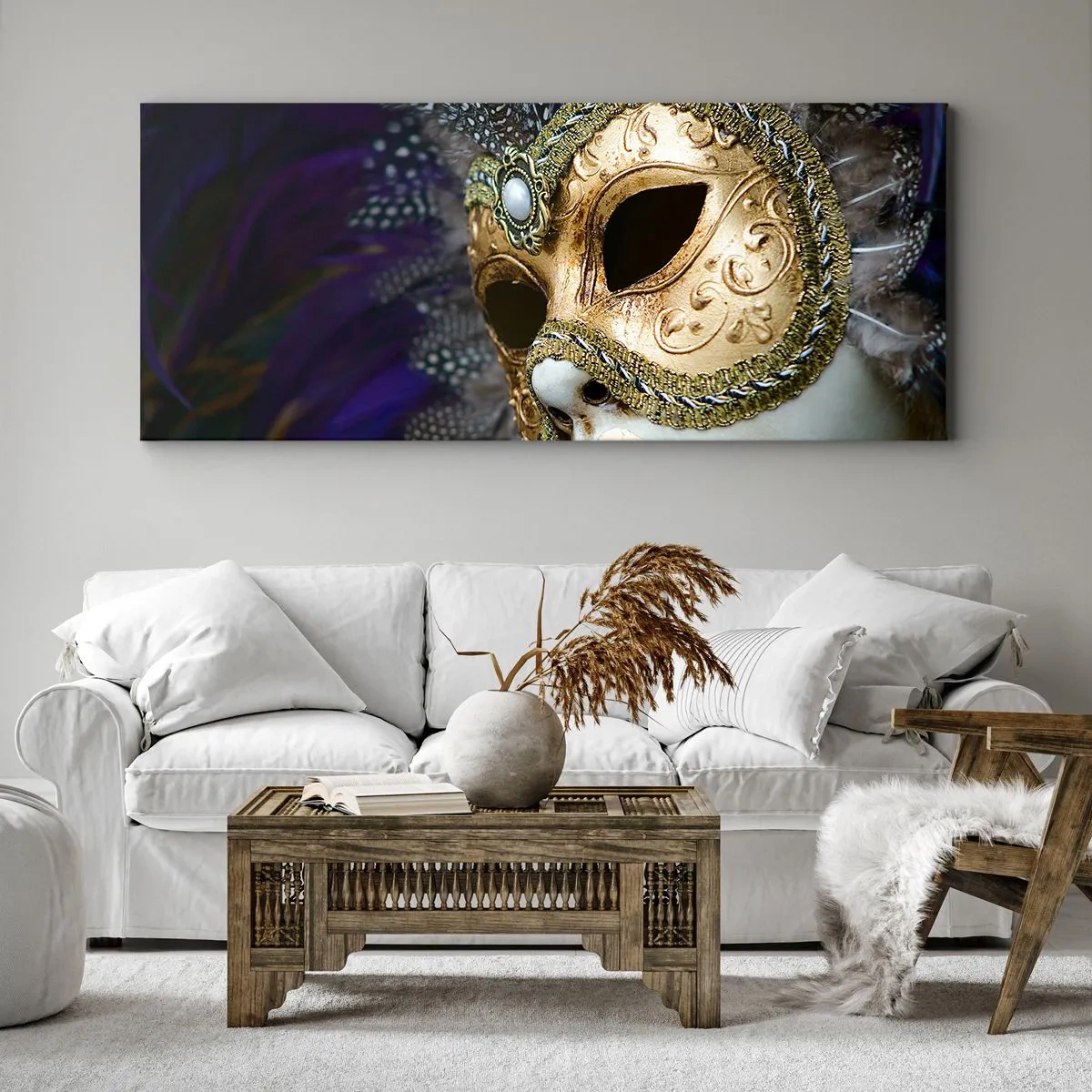 Tablou pe pânză - Portret venețian în aur - 140x50 cm
