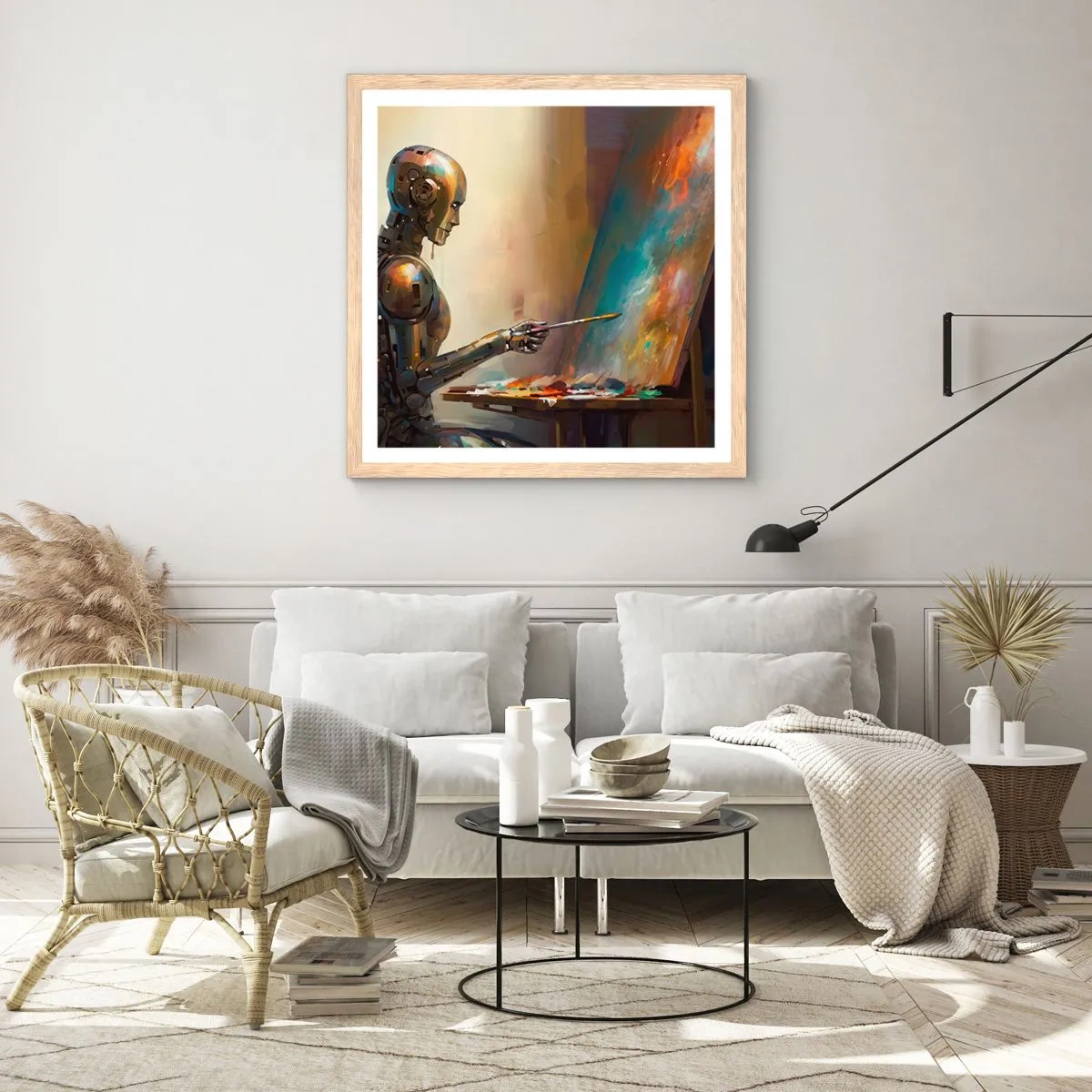 Poster în ramă de stejar deschis - Arta viitorului - 30x30 cm