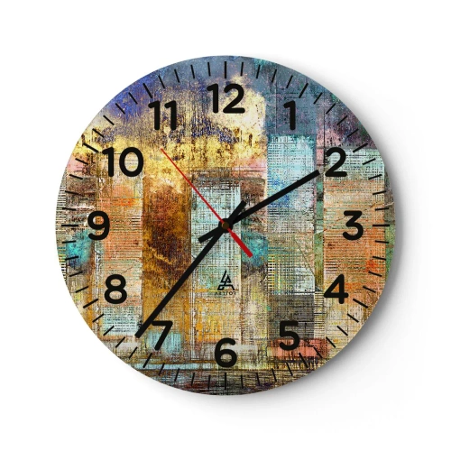 Ceas de perete - Ceas pe sticlă - Metropola însorită - 40x40 cm