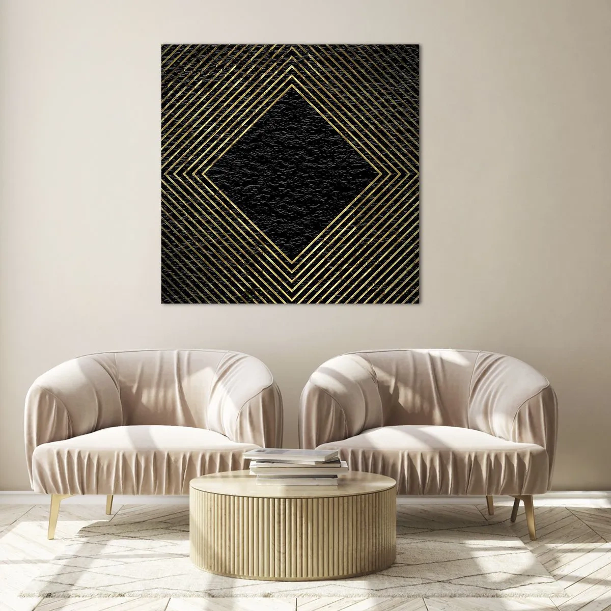 Tablou pe sticlă - Geometrie în stil glamour - 30x30 cm