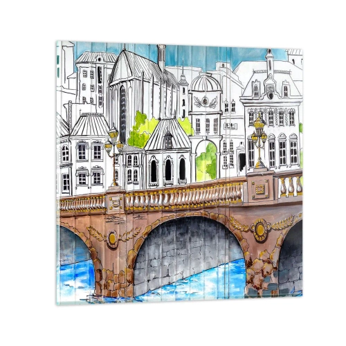 Tablou pe sticlă - Orașul frumos ca o pictură - 40x40 cm