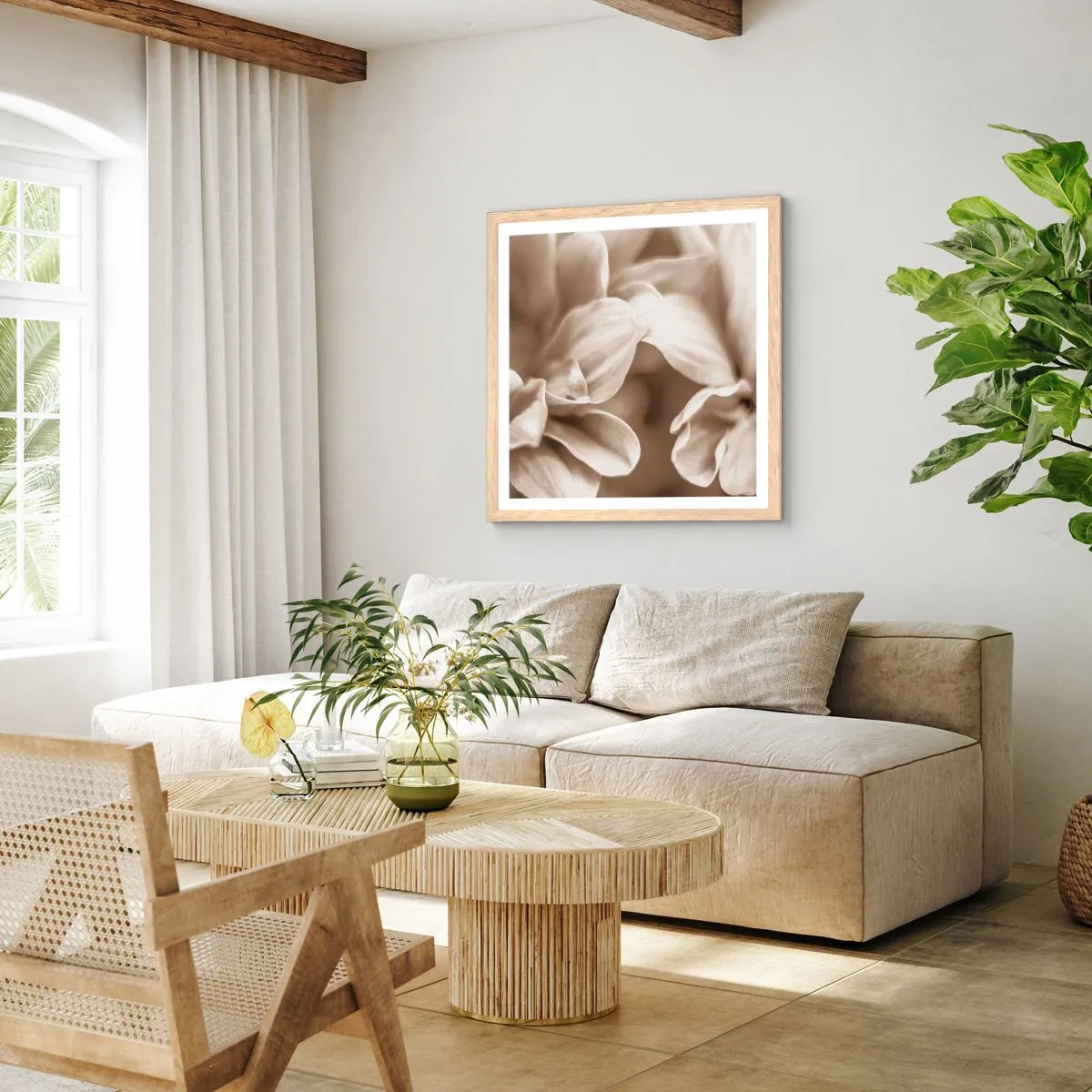 Poster în ramă de stejar deschis - Blânde ca un zâmbet - 40x40 cm