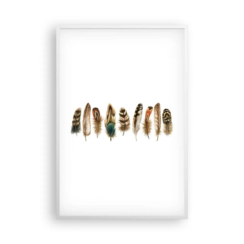 Poster în ramă albă - Variație cu pene - 61x91 cm