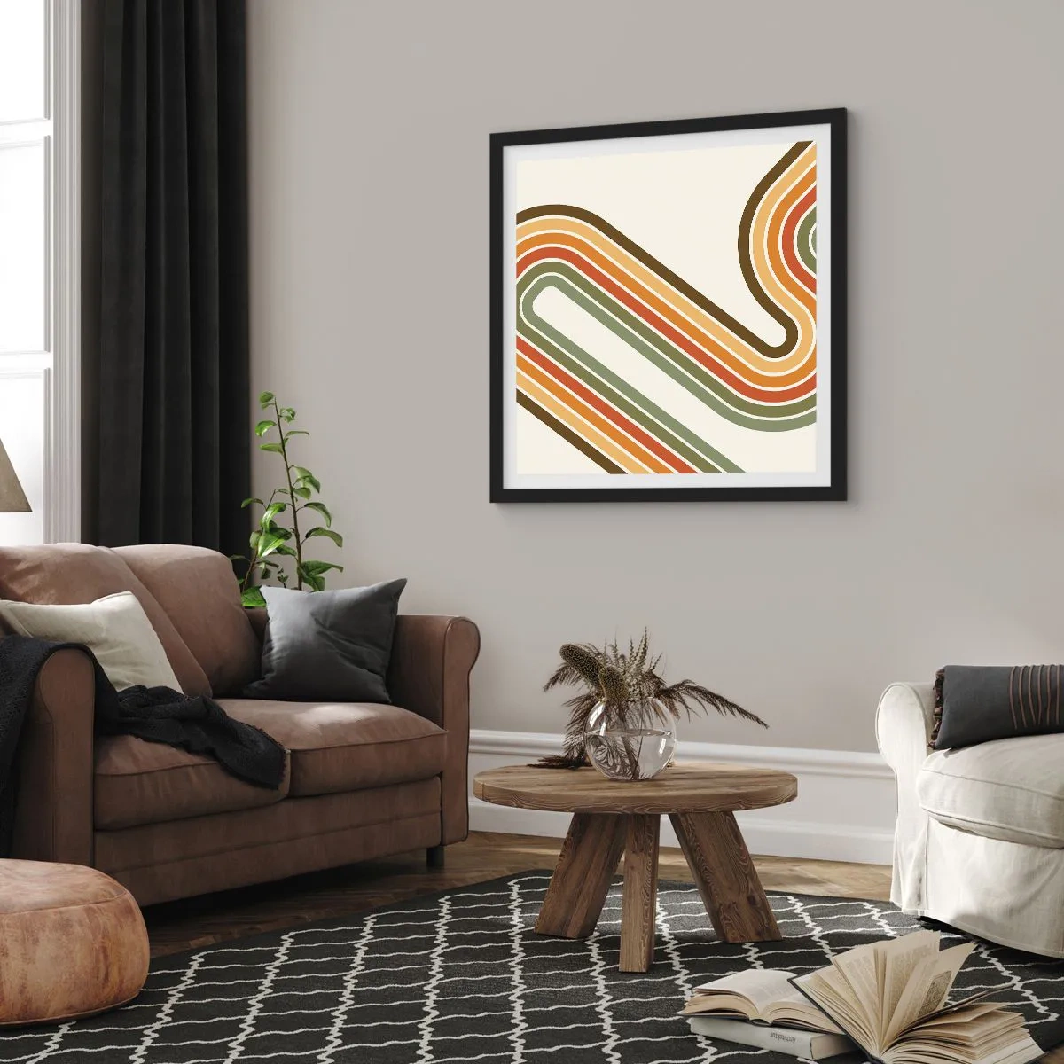 Poster în ramă neagră - Cu zigzag până la destinație - 50x50 cm
