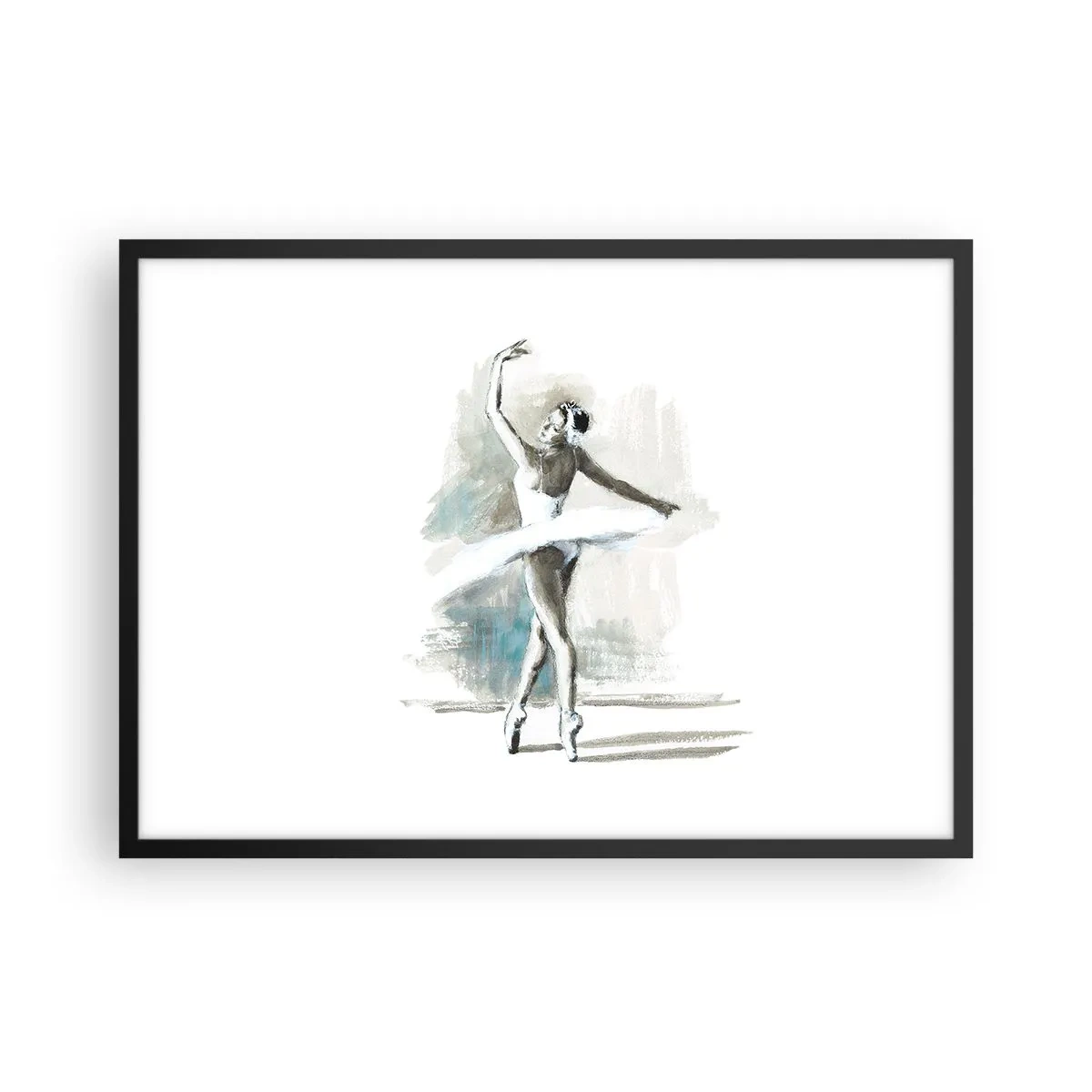 Poster în ramă neagră - Fermecată într-o lebădă - 70x50 cm