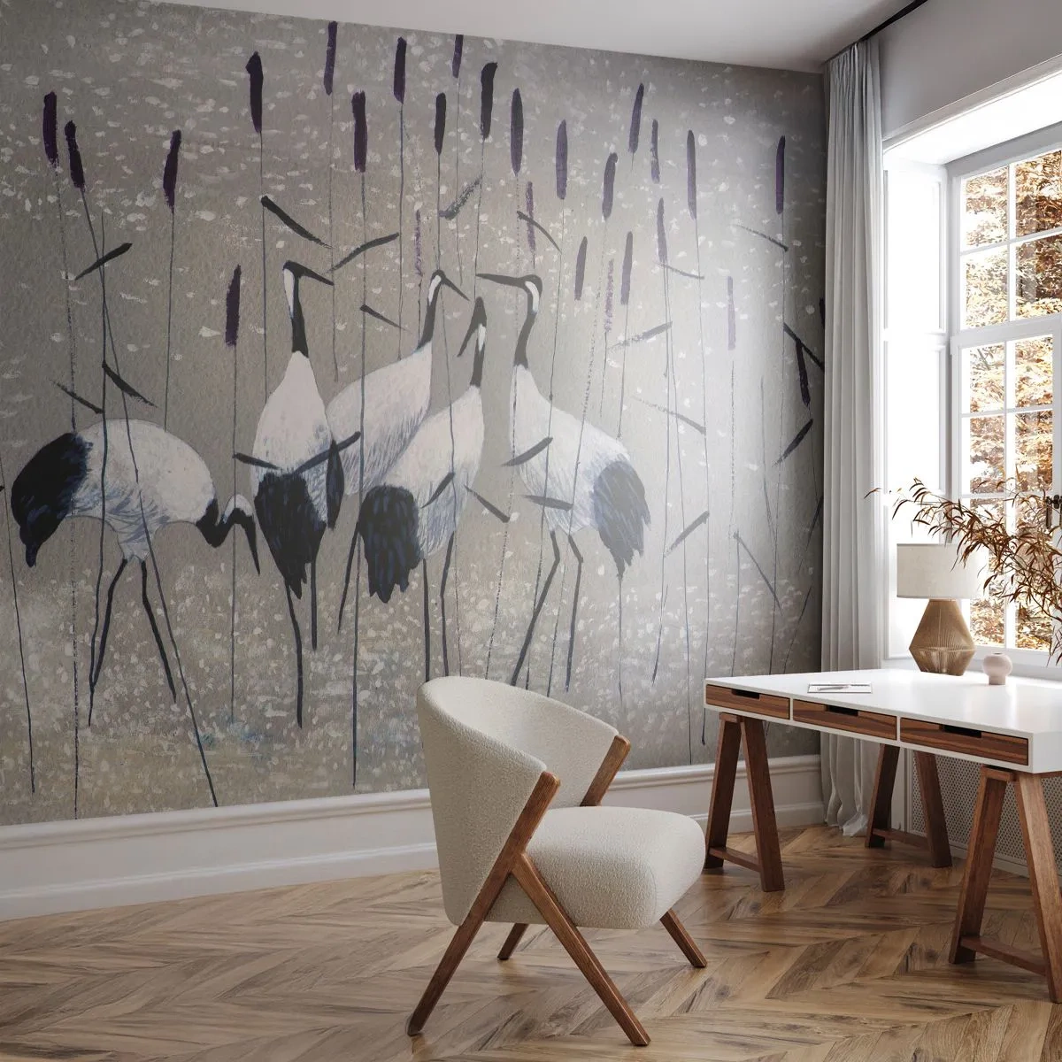 Tapet Standard Eco - Printre ai tăi - Macara, Pasăre, Natură - 400x280 cm