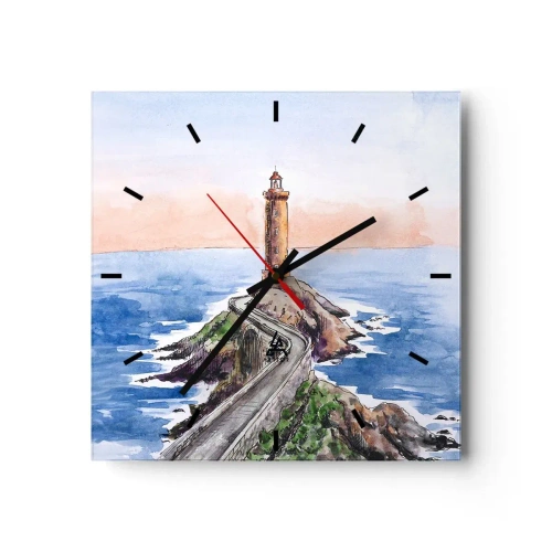Ceas de perete - Ceas pe sticlă - Cu fața la mare - 30x30 cm