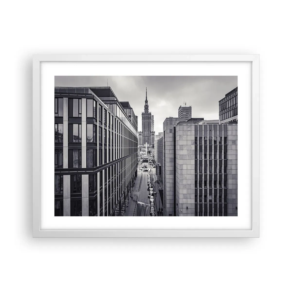 Poster în ramă albă - Vale citadină din Varșovia - 50x40 cm