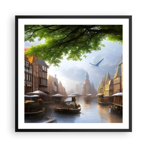 Poster în ramă neagră - Peisaj urban olandez  - 60x60 cm