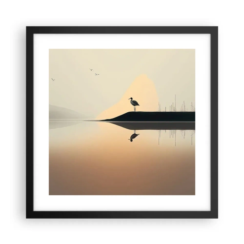 Poster în ramă neagră - Domn pe lac - 40x40 cm