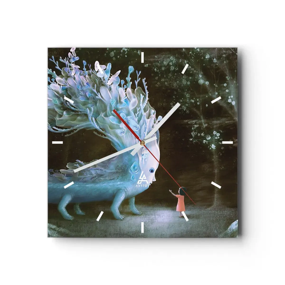 Ceas de perete - Ceas pe sticlă - Întâlnire fantastică - 40x40 cm