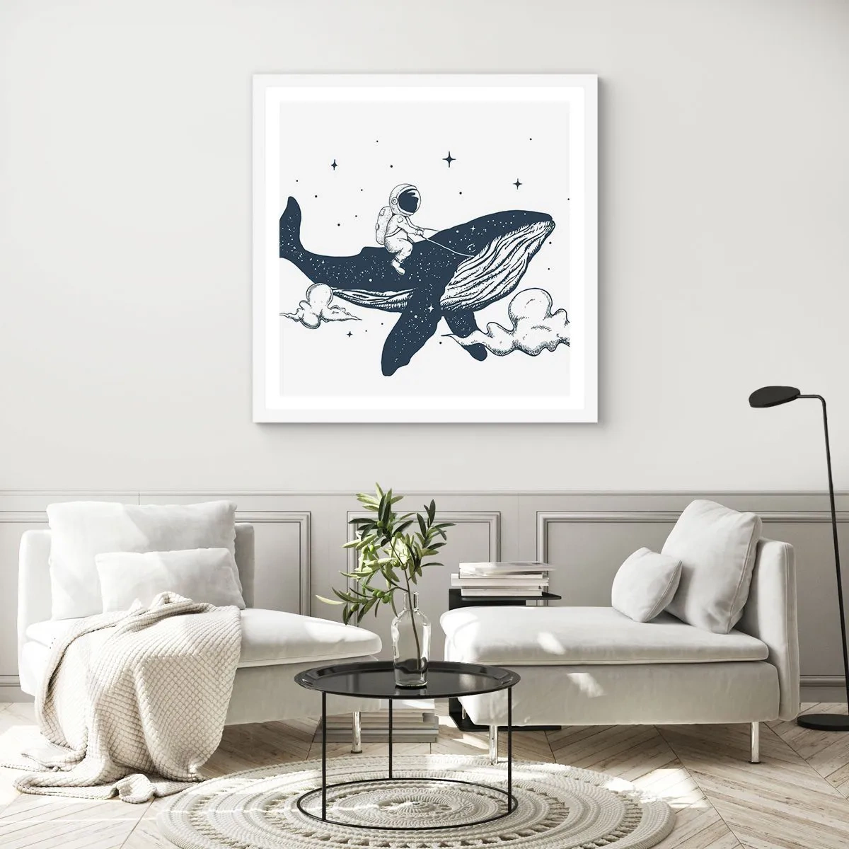 Poster în ramă albă - Aventura spațială - 60x60 cm