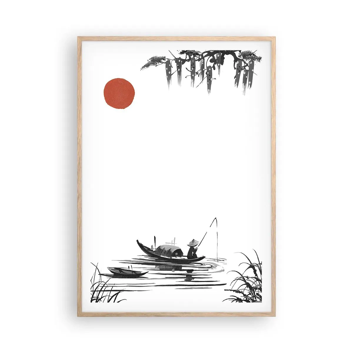 Poster în ramă de stejar deschis - O după-amiază asiatică - 70x100 cm