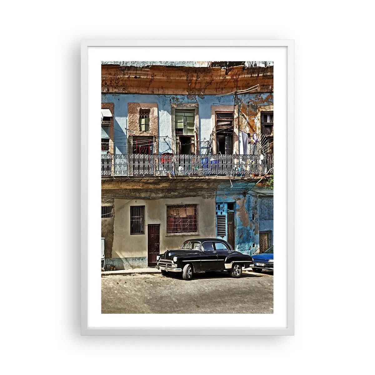 Poster în ramă albă - Sentimente cubaneze - 50x70 cm