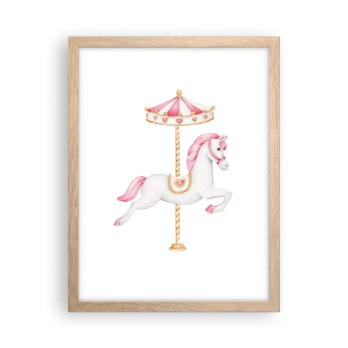 Poster în ramă de stejar deschis - A pornit la cursă - 30x40 cm