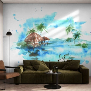 Tapet Premium Sand - Undeva în Pacific - Peisaj, Insulă, palmieri - 100x70 cm