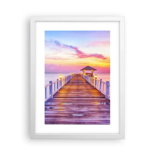 Poster în ramă albă - Tăcerea serii în liliac-auriu - 30x40 cm