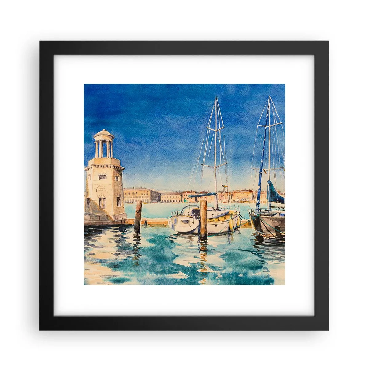 Poster în ramă neagră - Laguna însorită - 30x30 cm